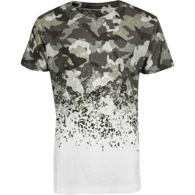 Boys khaki camouflage print t-shirt